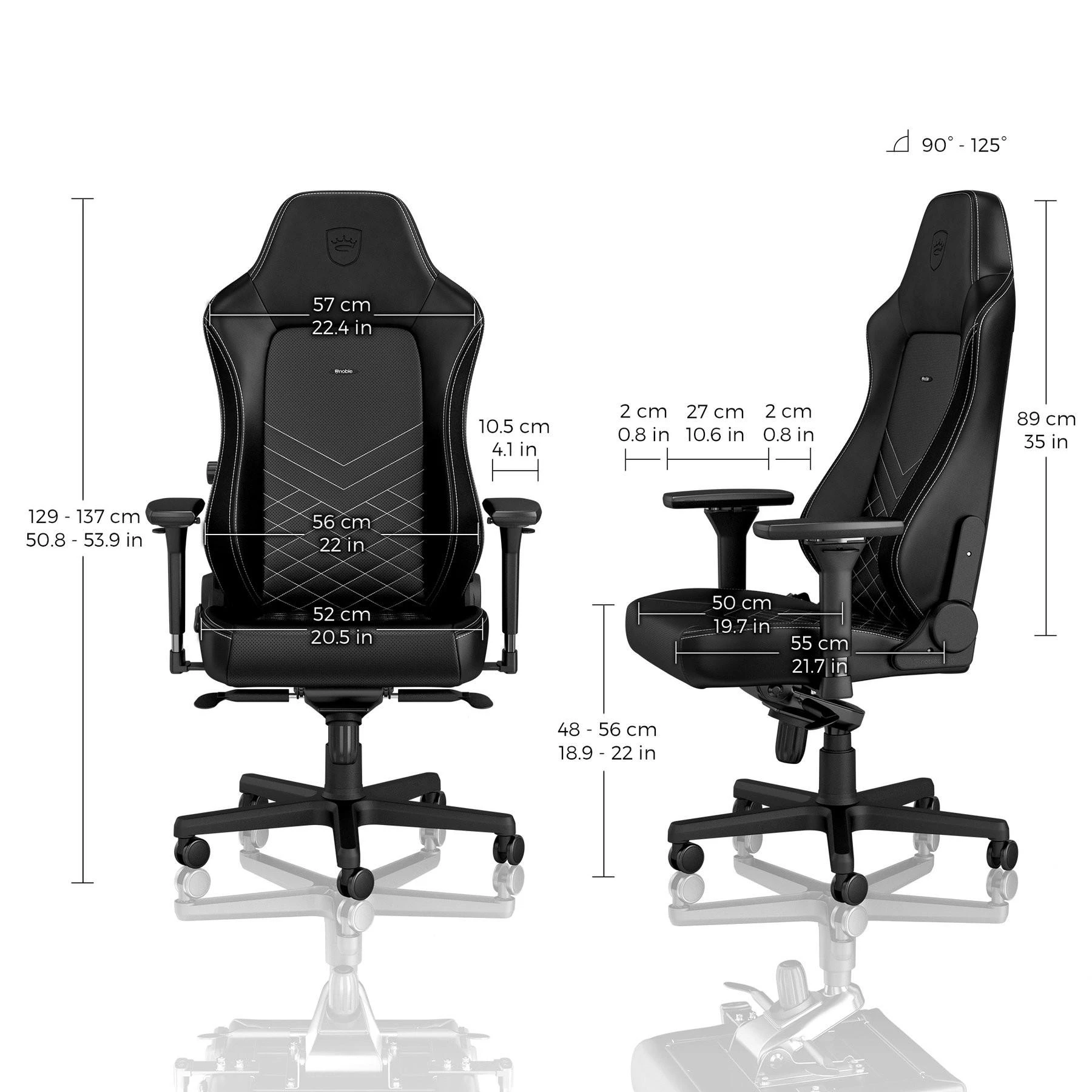 Žaidimų kėdė Noblechairs HERO PU-Leather Gaming Chair, Juoda-balta
