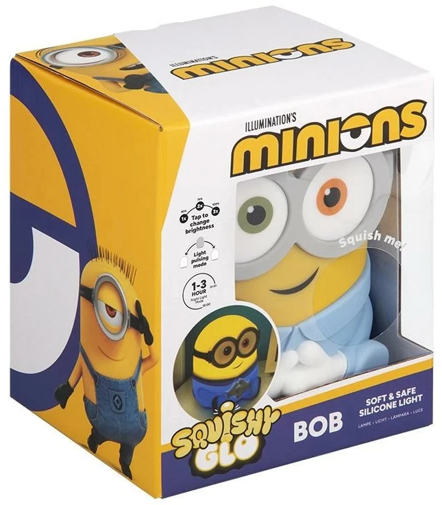 Paladone „Minions“ „SquishyGlo“ silikoninė šviečianti lempa (įkraunama) Bobas | 15 cm
