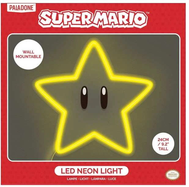 Paladone Super Mario Super Star Neon lempa (pakabinama ant sienos) | 24 cm