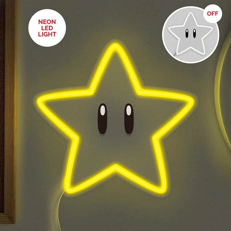 Paladone Super Mario Super Star Neon lempa (pakabinama ant sienos) | 24 cm