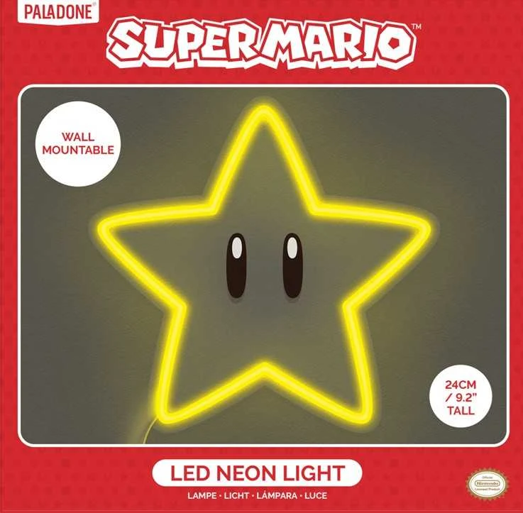 Paladone Super Mario Super Star Neon lempa (pakabinama ant sienos) | 24 cm