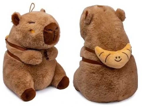 Pc Merch Kawaii - Capybara With Croissant Backpack Pliušinis Žaislas | 25 cm