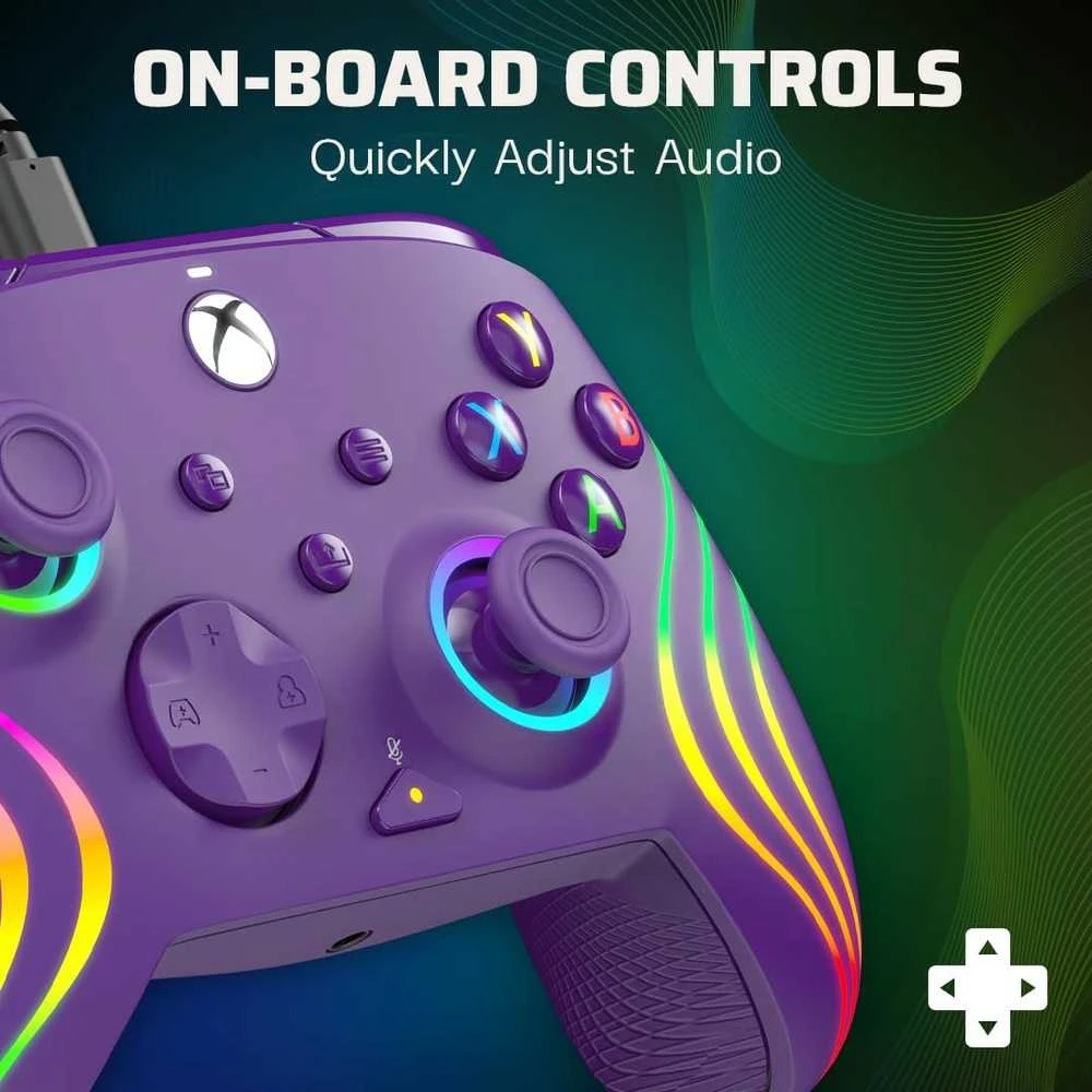 PDP Afterglow Wave Violetinės spalvos laidinis valdiklis skirtas XBOX Serijos X S & PC