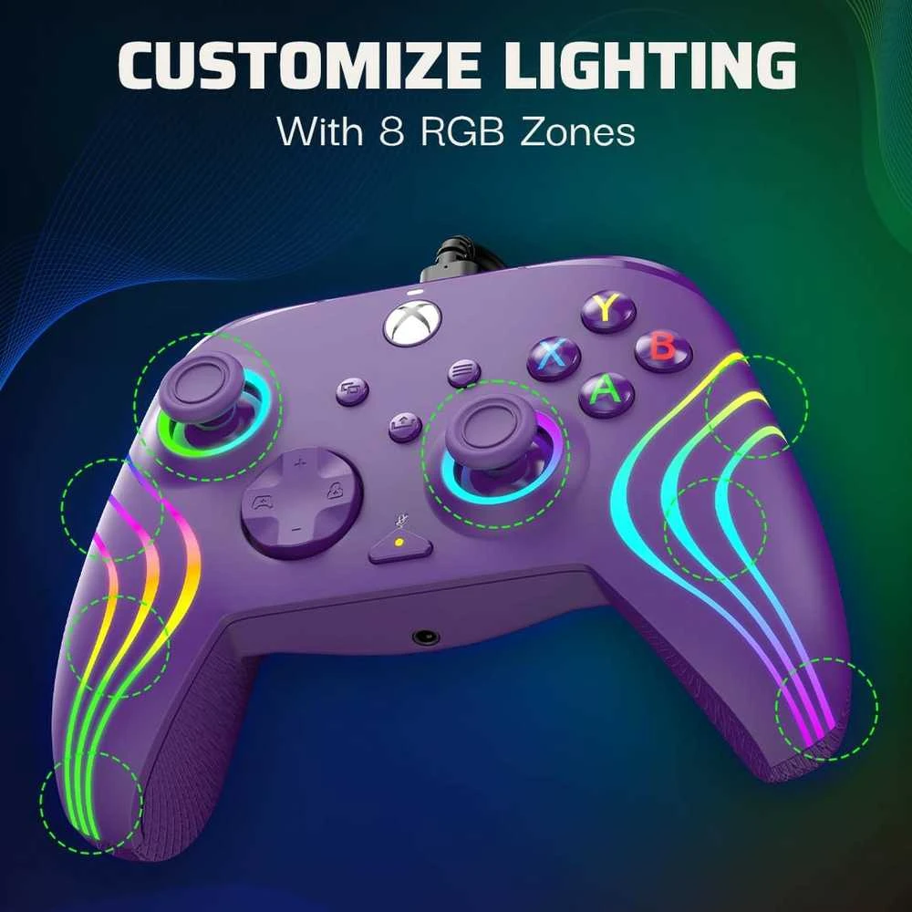 PDP Afterglow Wave Violetinės spalvos laidinis valdiklis skirtas XBOX Serijos X S & PC