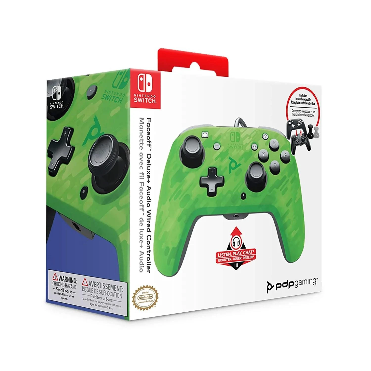 PDP Delux+ Audio Camo Žalias laidinis valdiklis skirtas Nintendo Switch