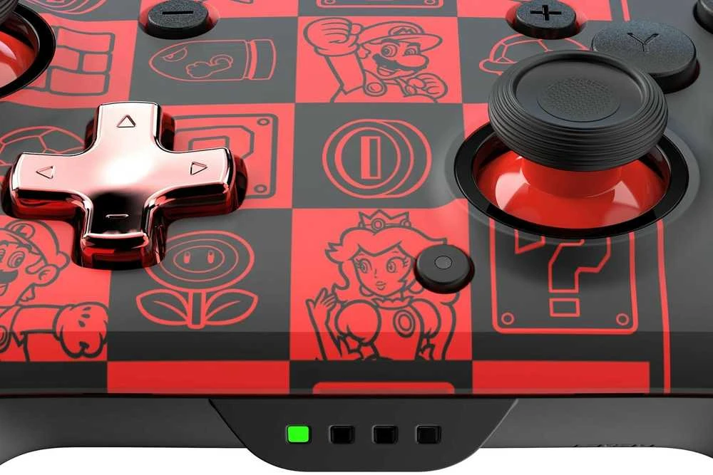 PDP REMATCH GLOW Belaidis valdiklis skirtas Nintendo Switch | Super Mario Icon | Juoda/Raudona