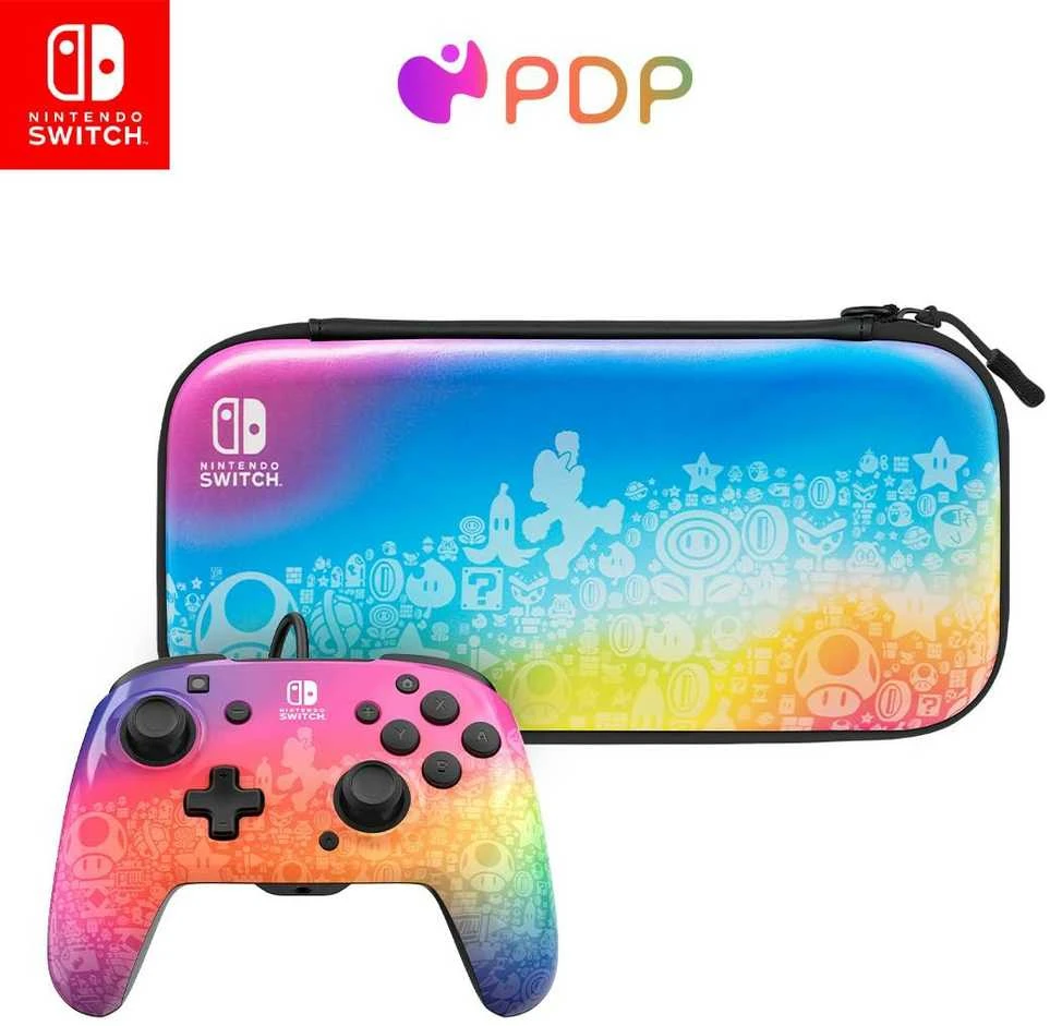PDP REMATCH valdiklio ir kelioninio dėklo rinkinys: „Star Spectrum“ Nintendo Switch - Lite - OLED