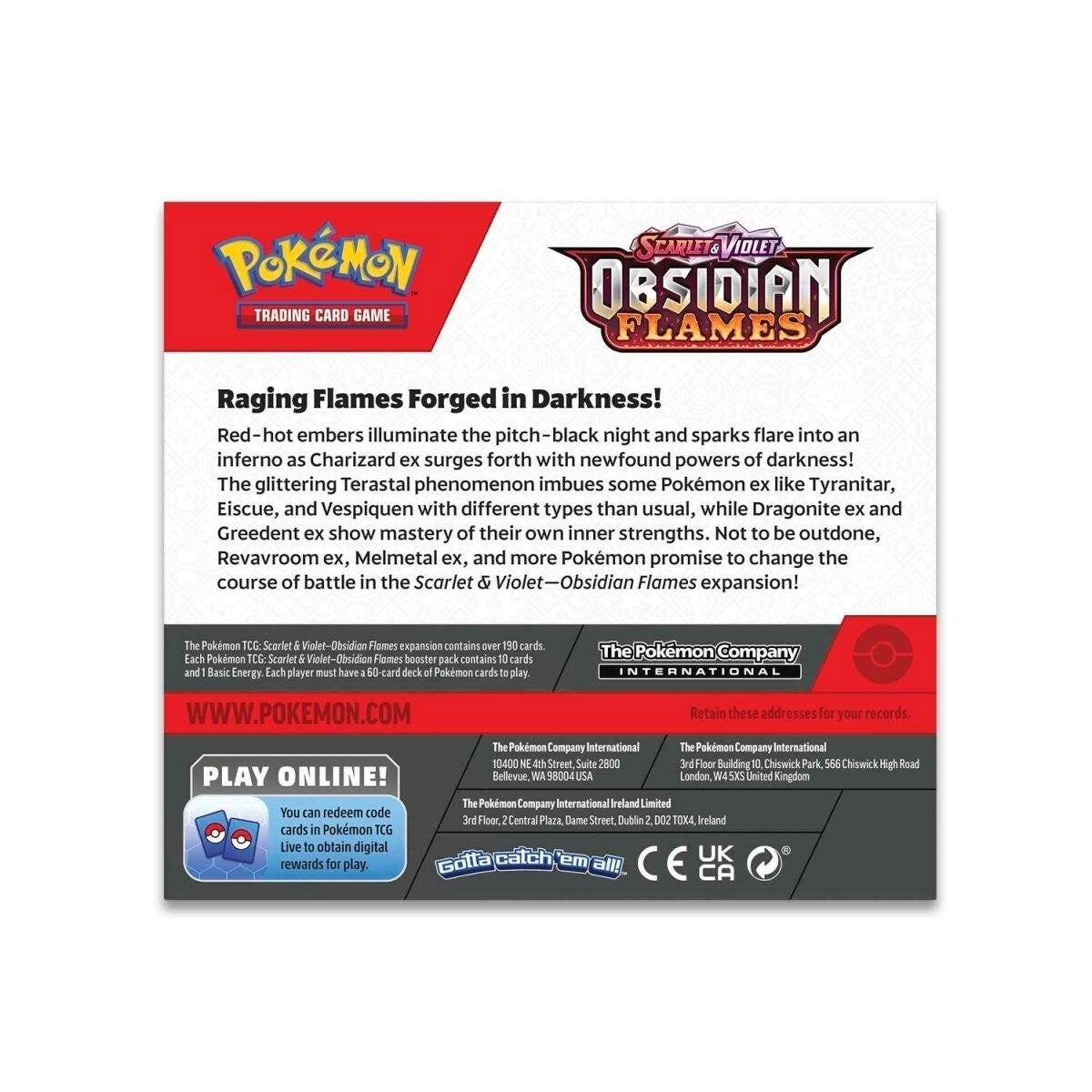 The Pokemon „Pokemon Pokemon TCG“ – „Scarlet & Violet“ 3 „Obsidian Flames“ stiprintuvo ekrano užsklandos (36 vnt.)