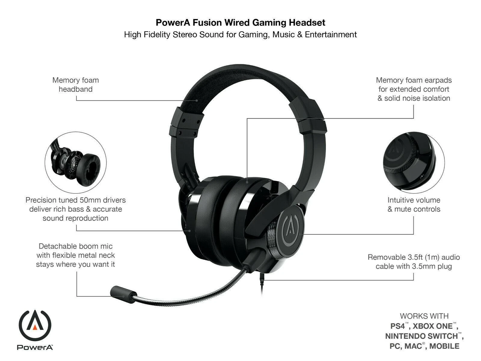 Power A PowerA Fusion Multi Platform Laidinės Ausinės | PS4/XBOX One/PC/MAC