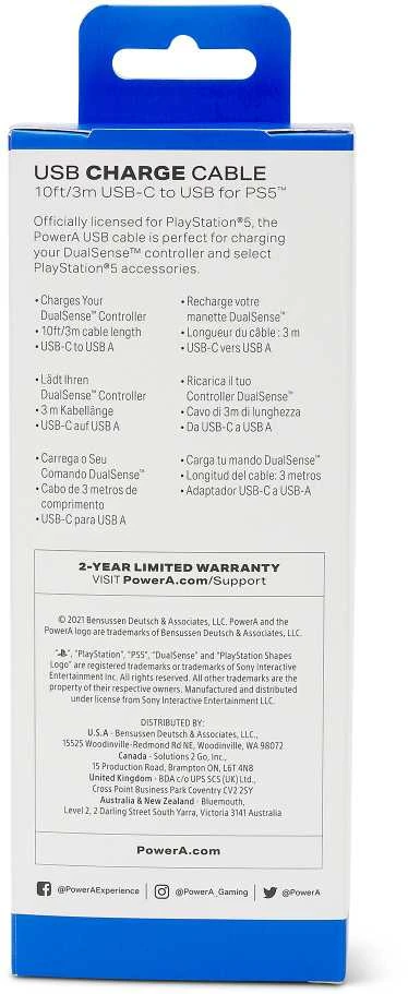 Power A PowerA USB-C 3m įkrovimo laidas skirtas PlayStation 5