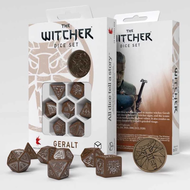 Q Workshop The Witcher kauliukų rinkinys. Geraltas – Roach kompanionas