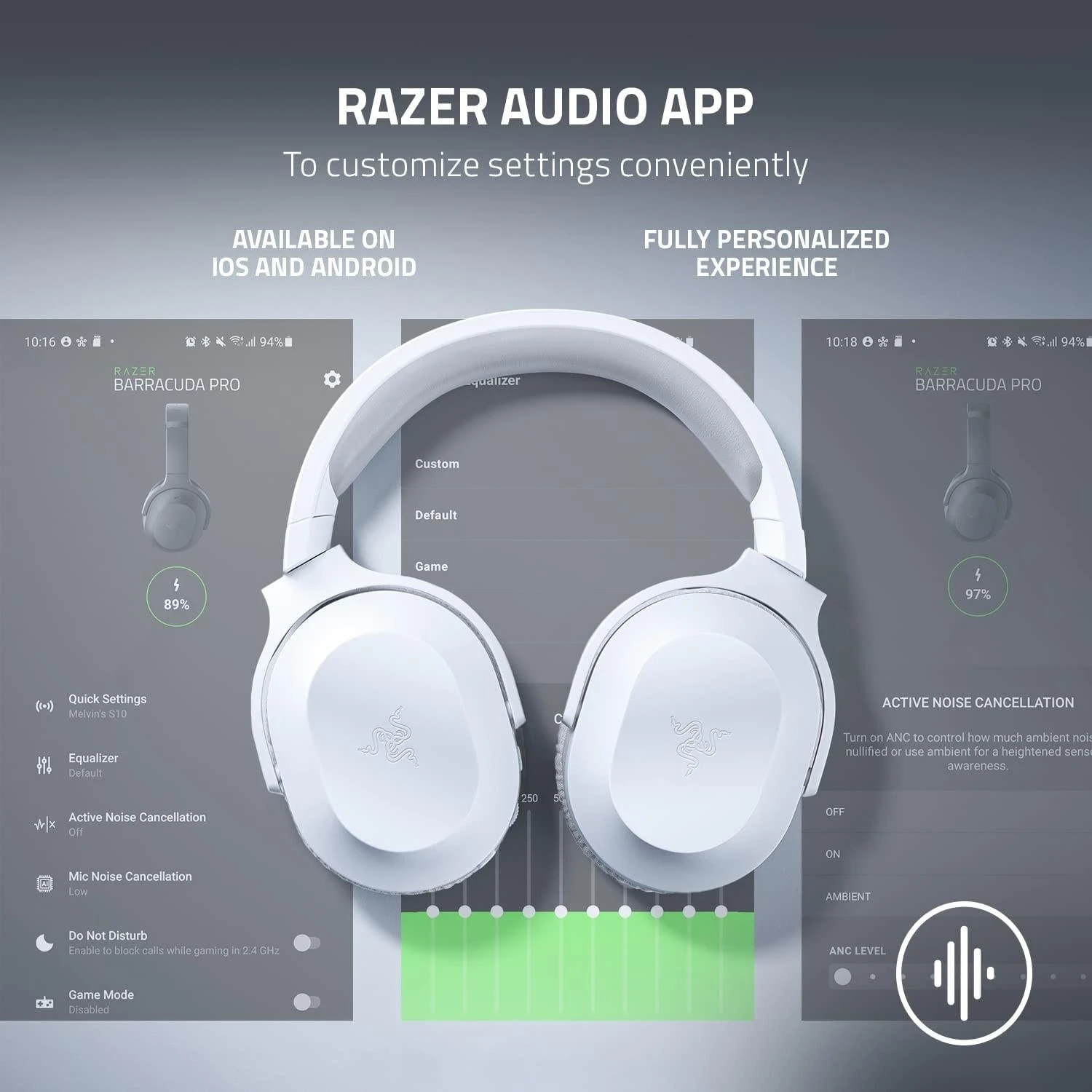 Belaidės žaidimų ausinės Razer Barracuda X Mercury, baltos spalvos