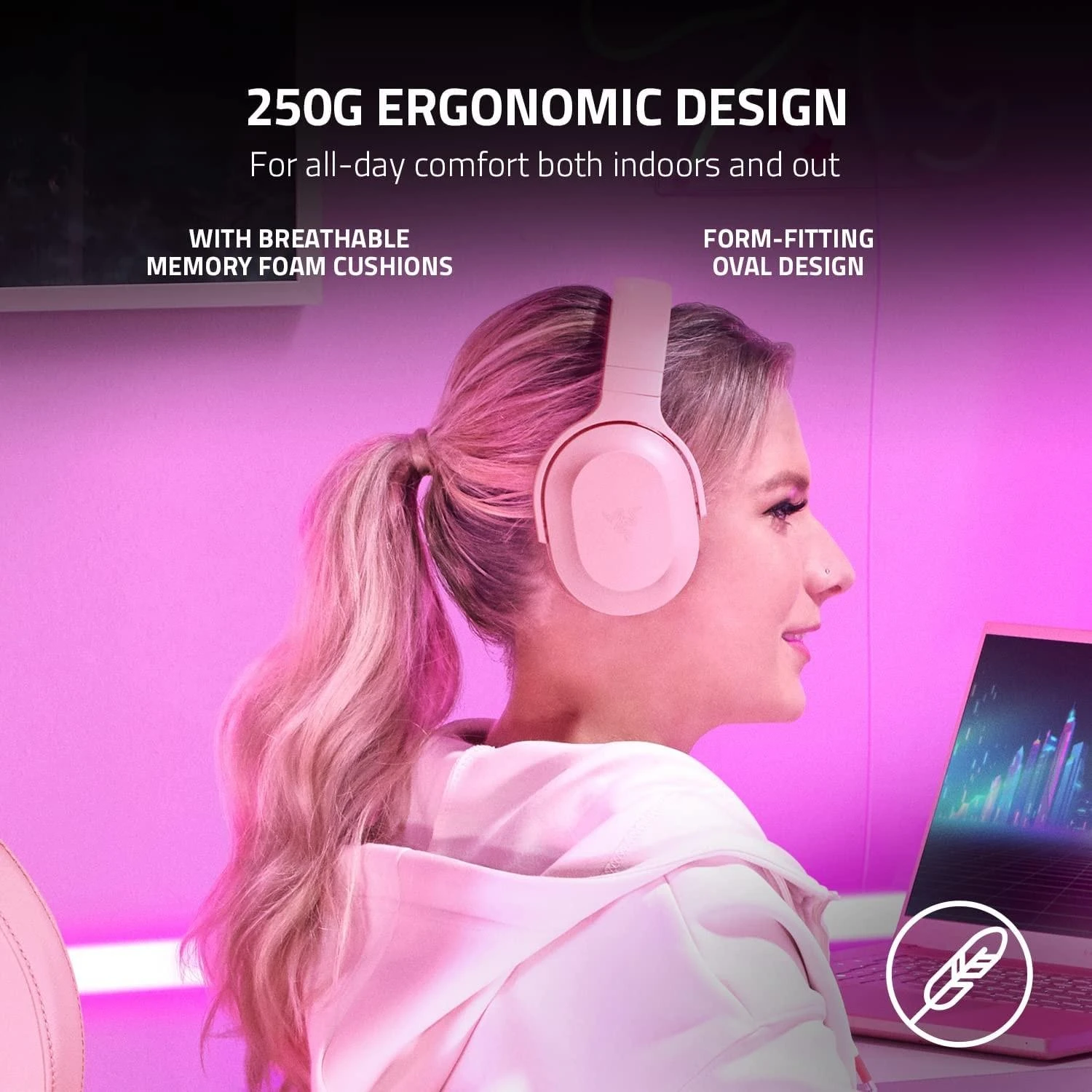 Razer Barracuda X Quartz (2022) Ausinės Žaidimams, Rožinės spalvos , Belaidės/su laidu, Ant ausų uždedamos