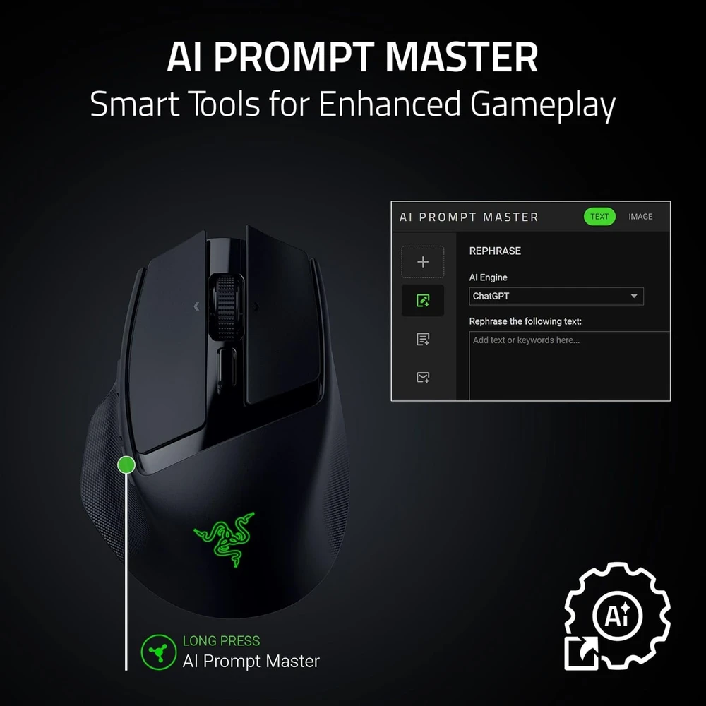 Pelė Myszka žaidimams Razer Basilisk belaidė 18000 dpi optinė juoda
