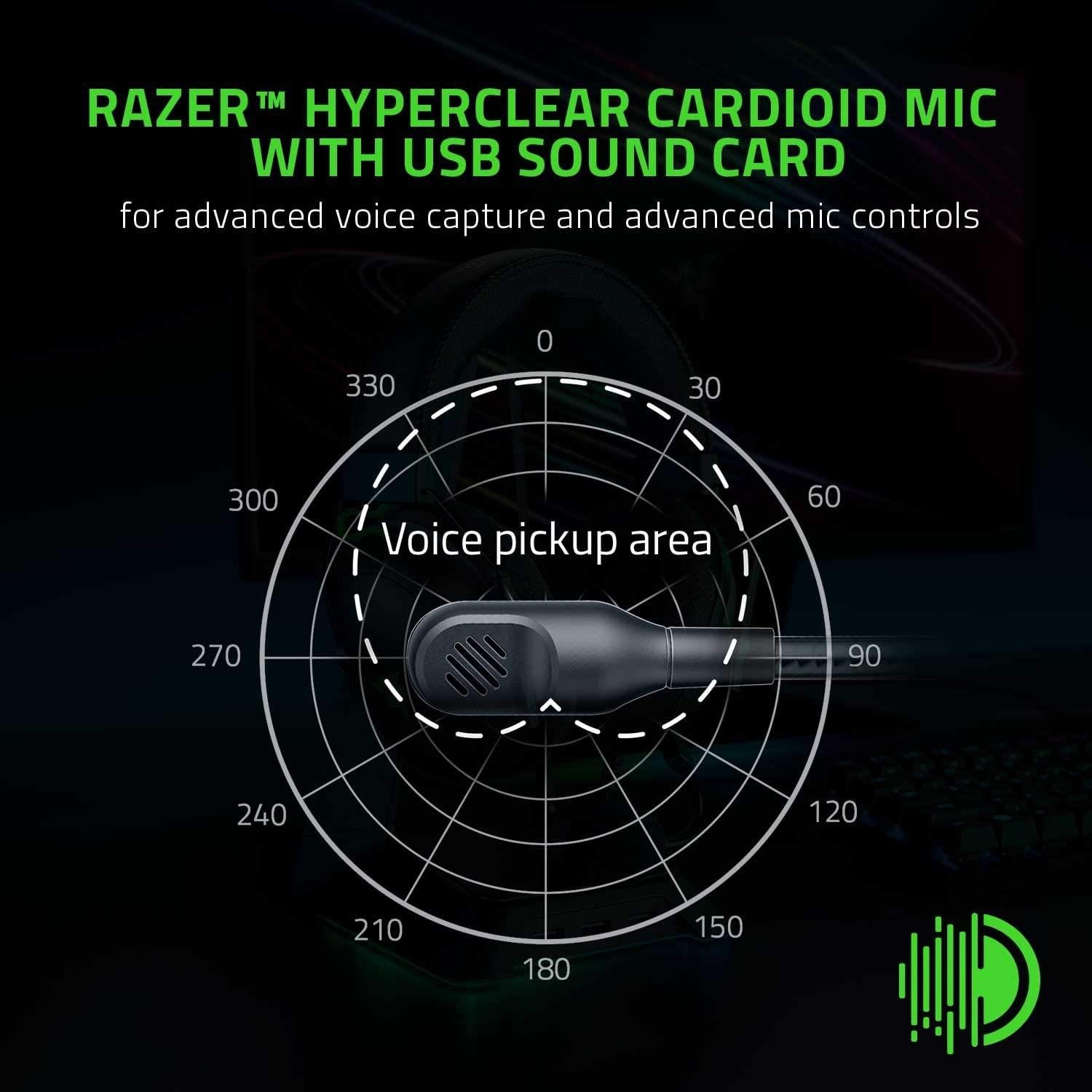 Esports THX Spatial Audio Žaidimų Ausinės Razer BlackShark V2 + USB garso plokštė, Juodos