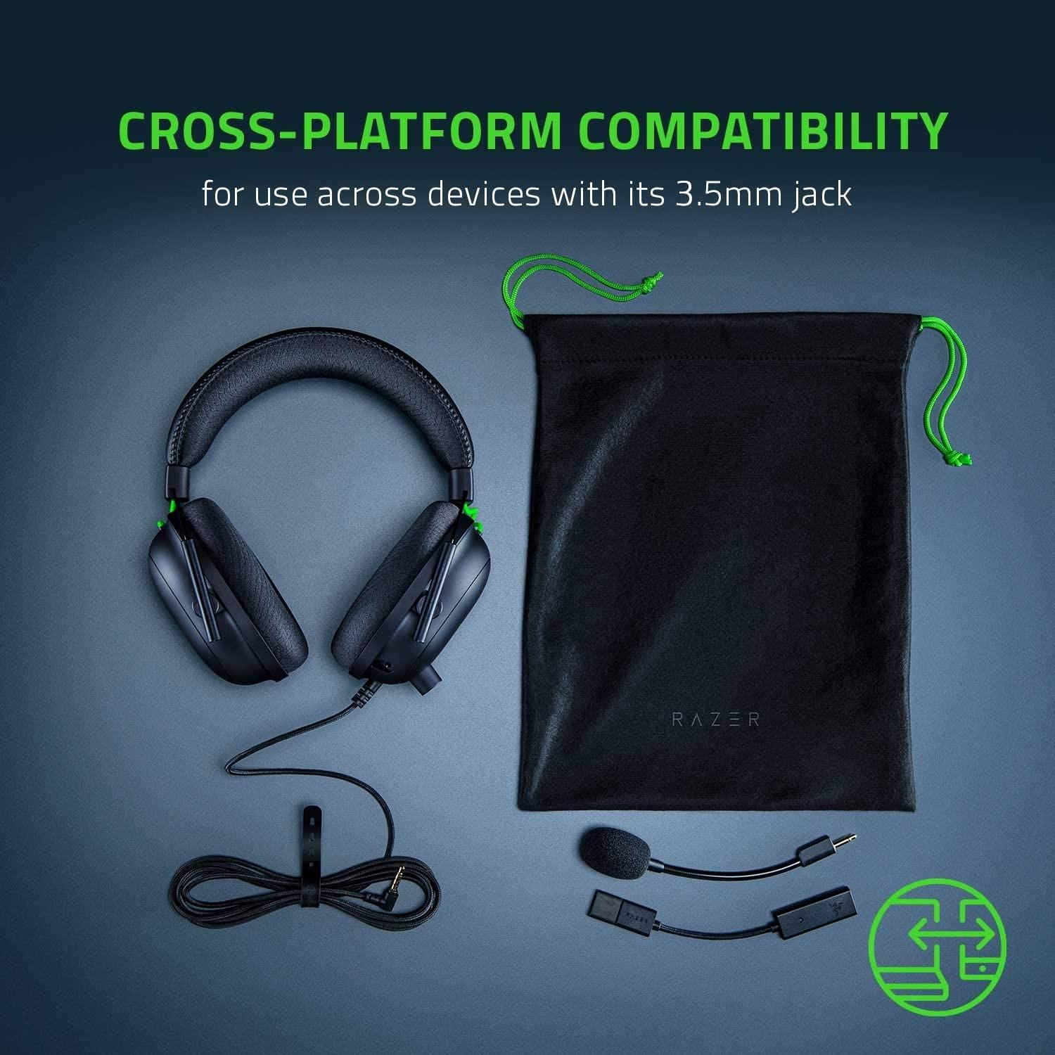Esports THX Spatial Audio Žaidimų Ausinės Razer BlackShark V2 + USB garso plokštė, Juodos