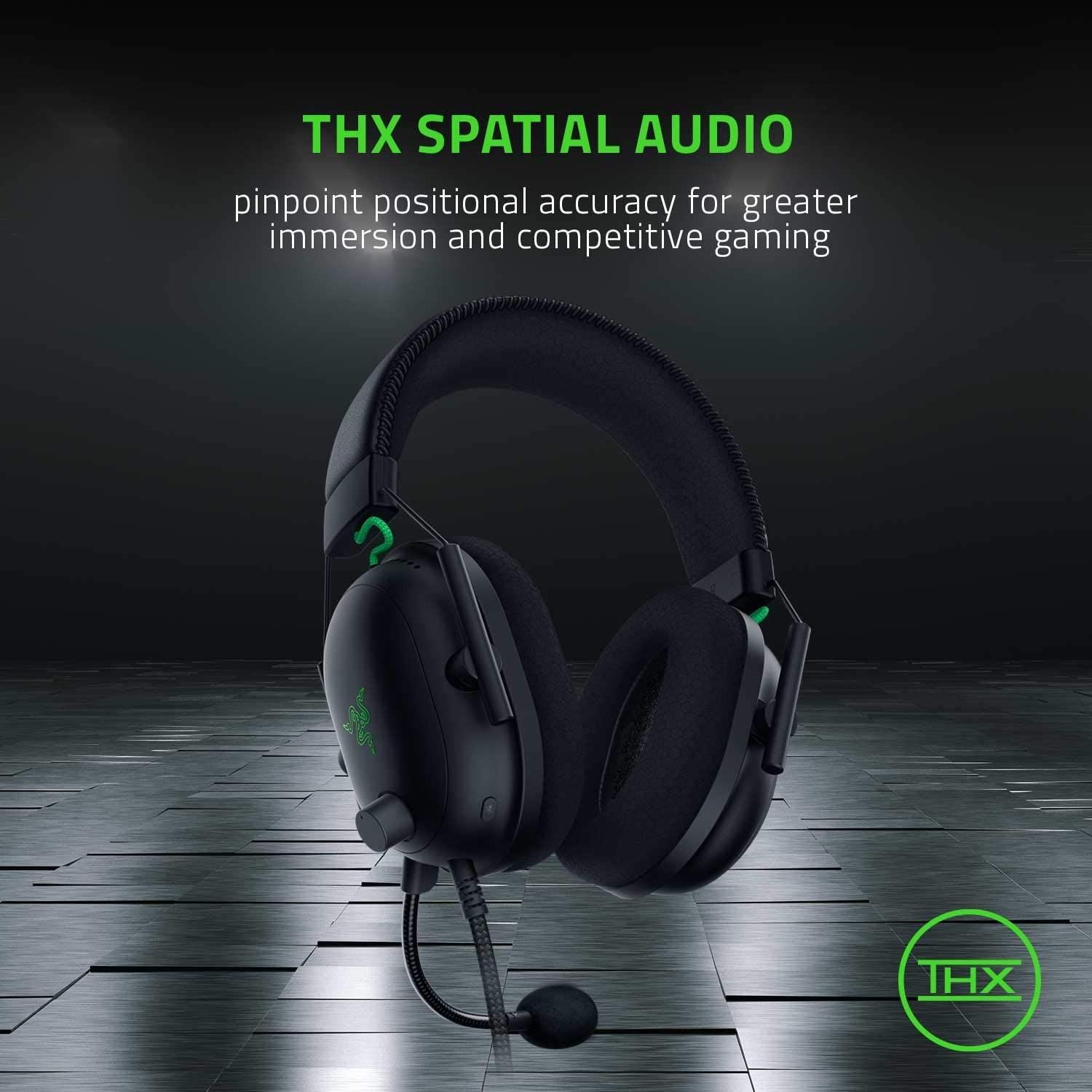 Esports THX Spatial Audio Žaidimų Ausinės Razer BlackShark V2 + USB garso plokštė, Juodos