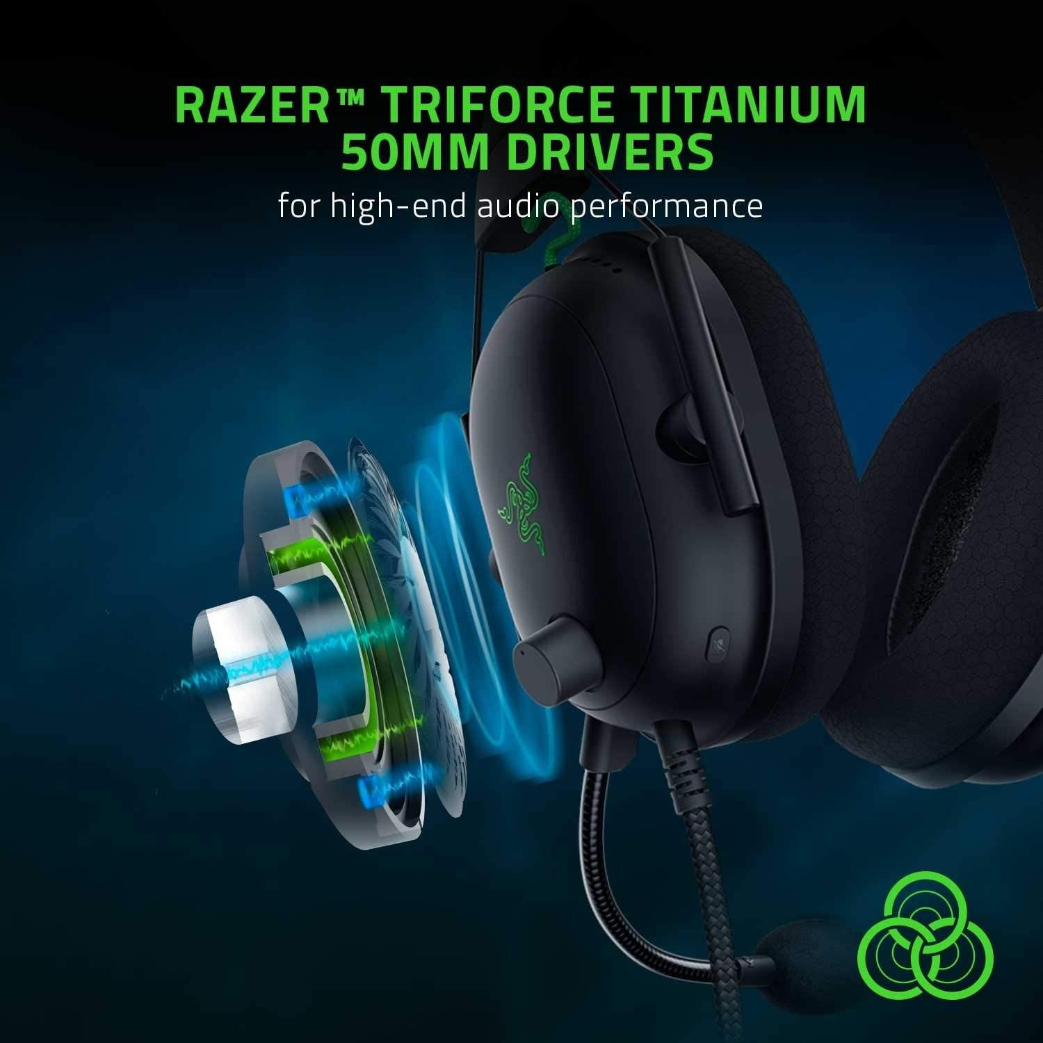 Esports THX Spatial Audio Žaidimų Ausinės Razer BlackShark V2 + USB garso plokštė, Juodos