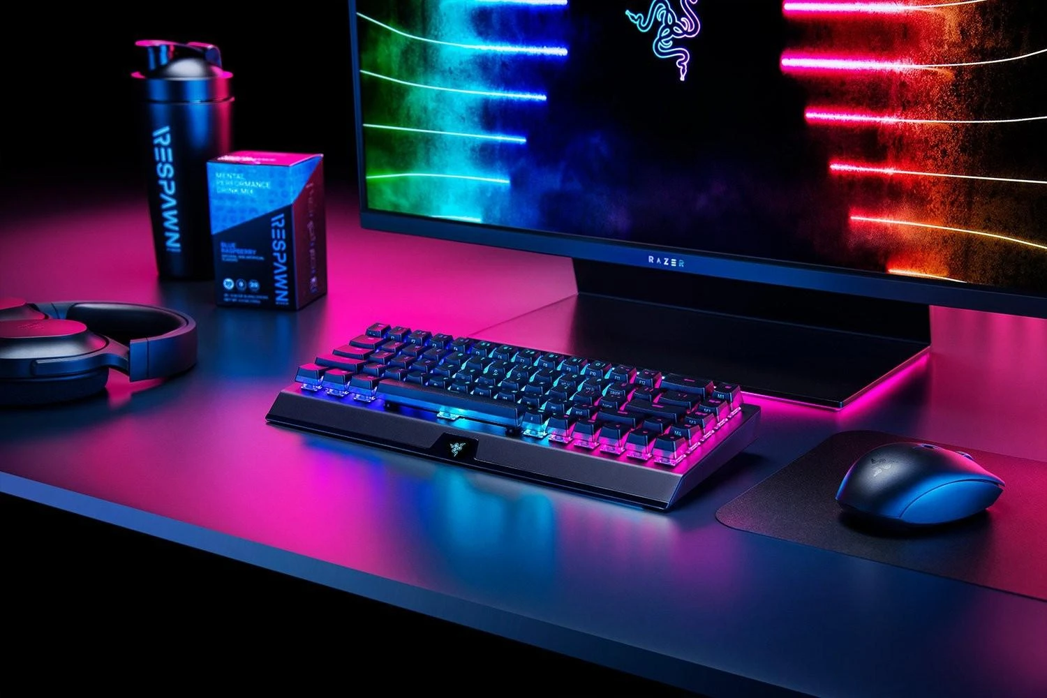 Belaidė 65% Klaviatūra Razer BlackWidow V3 Mini HyperSpeed Phantom Edition, Green Switch, US išdėstymas