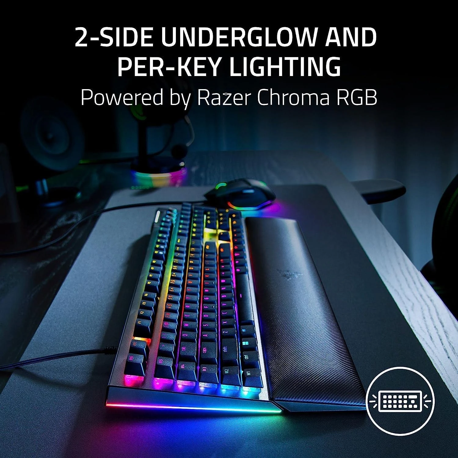 Razer | BlackWidow V4 | Mechaninė klaviatūra žaidimams | su laidu | RGB LED pašvietimas | US | Geltona Switches | Juodas