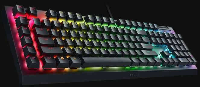 Mechaninė žaidimų klaviatūra Razer BlackWidow V4 X, US išdėstymas, geltonas jungiklis, su laidu, Juodos spalvos