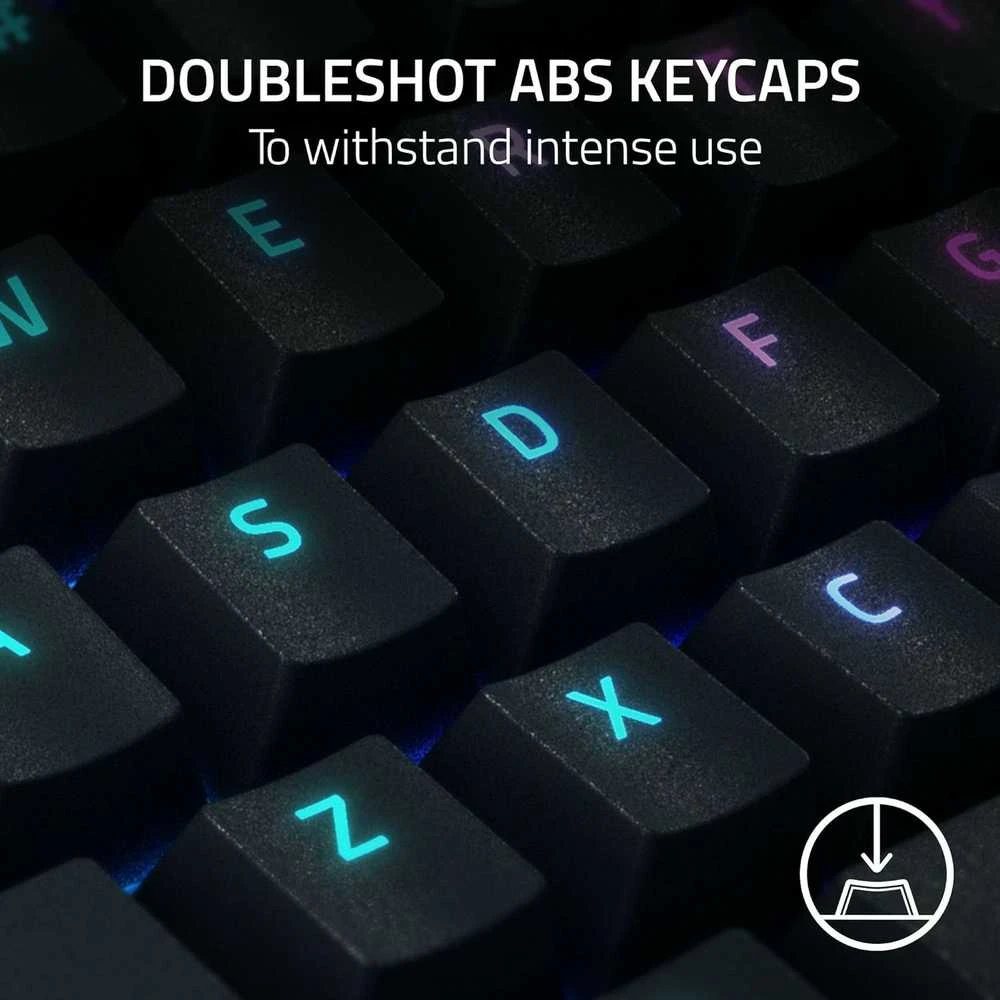 Mechaninė žaidimų klaviatūra Razer BlackWidow V4 X, US išdėstymas, geltonas jungiklis, su laidu, Juodos spalvos