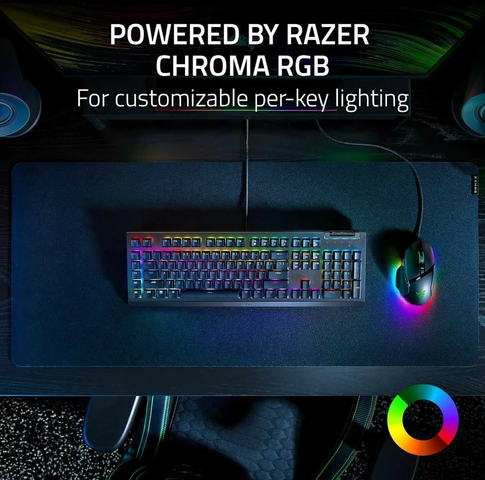 Mechaninė žaidimų klaviatūra Razer BlackWidow V4 X, US išdėstymas, geltonas jungiklis, su laidu, Juodos spalvos
