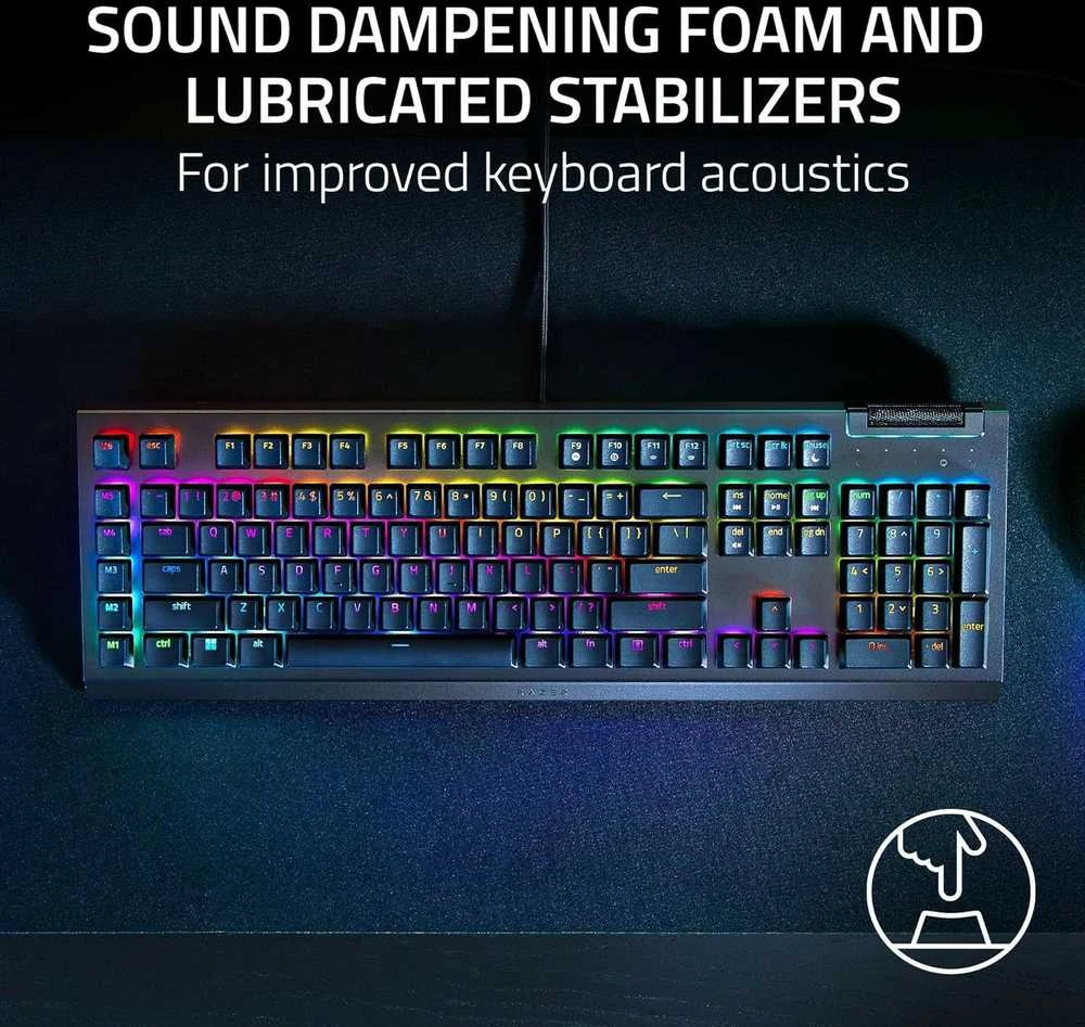 Mechaninė žaidimų klaviatūra Razer BlackWidow V4 X, US išdėstymas, geltonas jungiklis, su laidu, Juodos spalvos