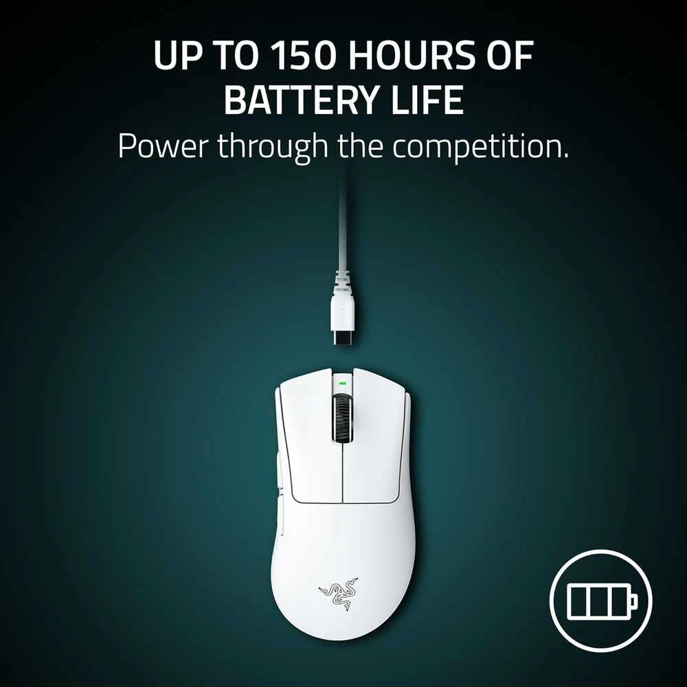 RAZER DeathAdder V4 Pro balta belaidė žaidimų optinė pelė | 45000 DPI
