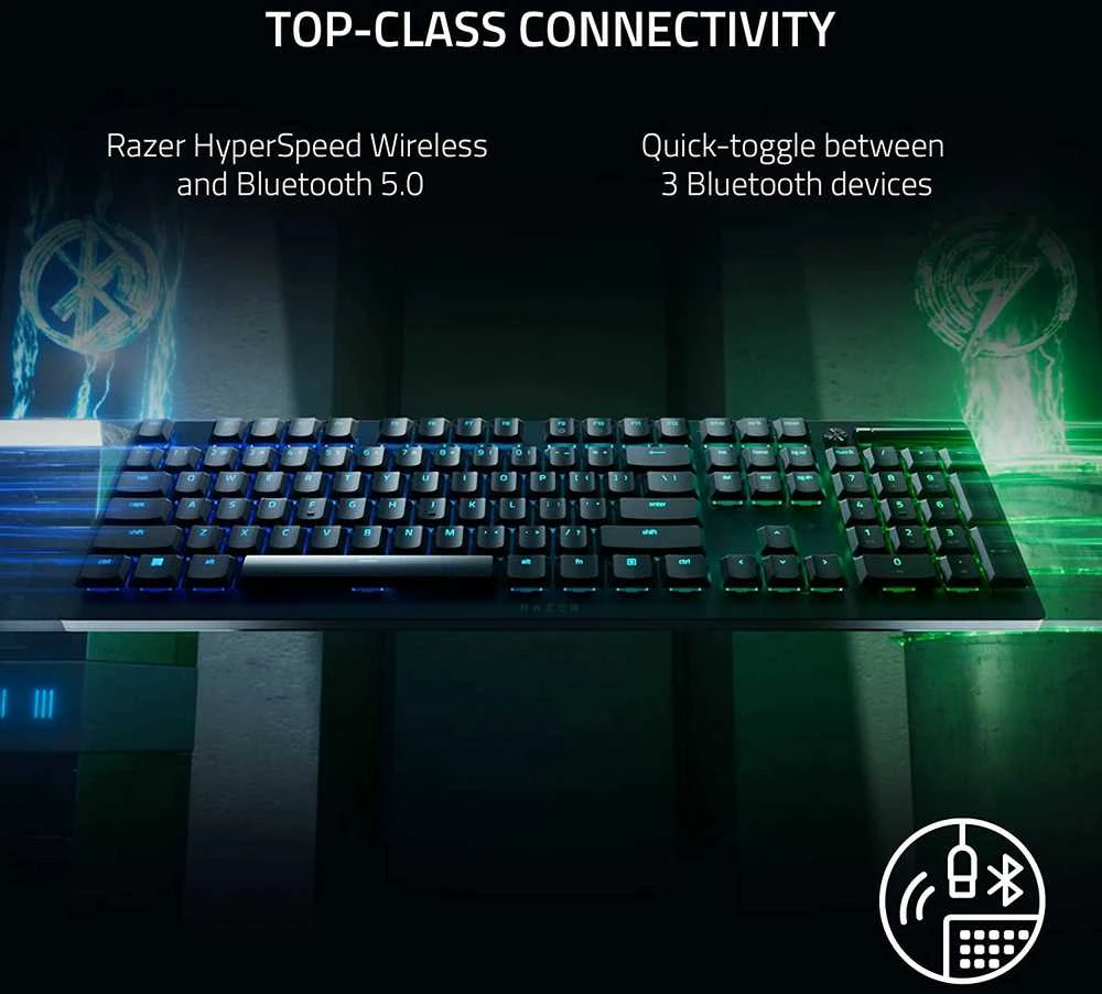 Razer | Klaviatūra žaidimams | Deathstalker V2 Pro | Klaviatūra žaidimams | Wireless | Bluetooth | RGB LED pašvietimas | Belaidė jungtis | US | Optical Switch | Juodas