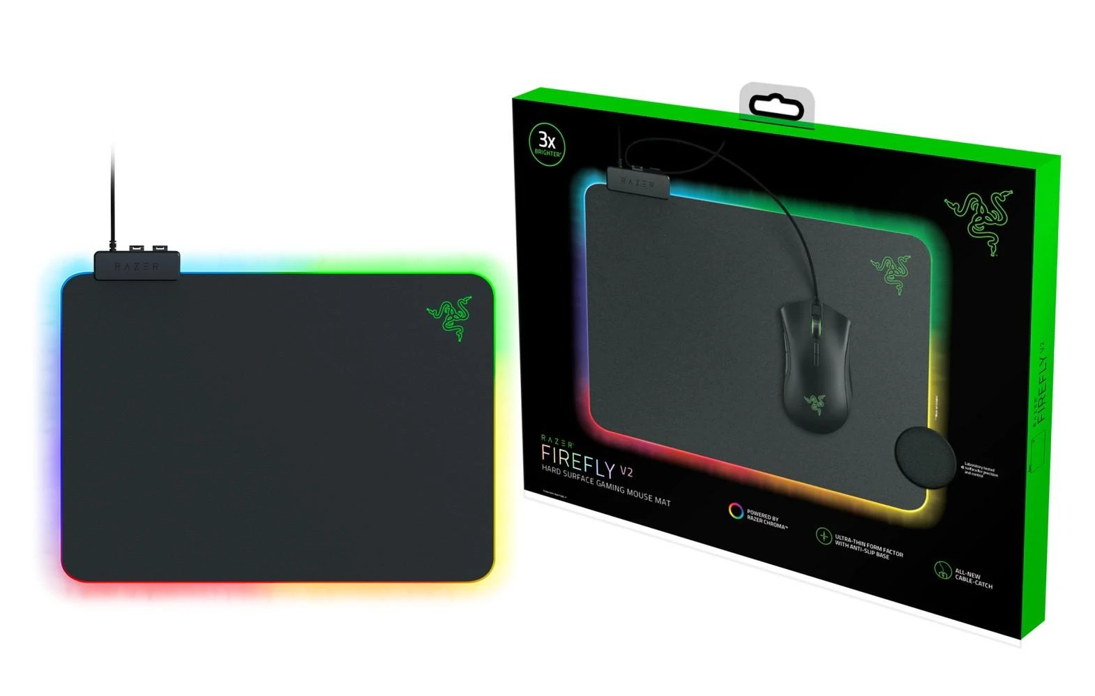 Pelės kilimėlis žaidimams Razer Firefly V2, Chroma, Juodas
