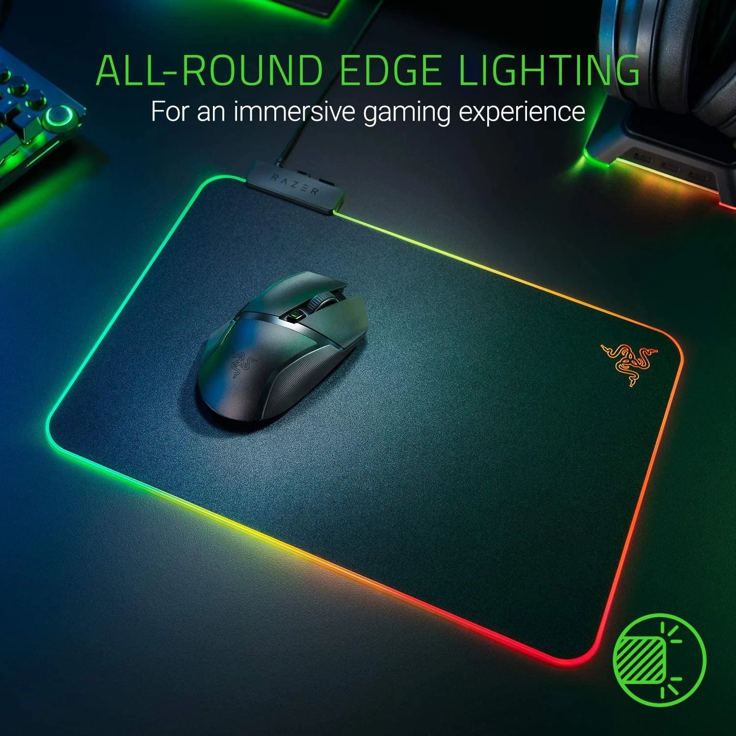 Pelės kilimėlis žaidimams Razer Firefly V2, Chroma, Juodas