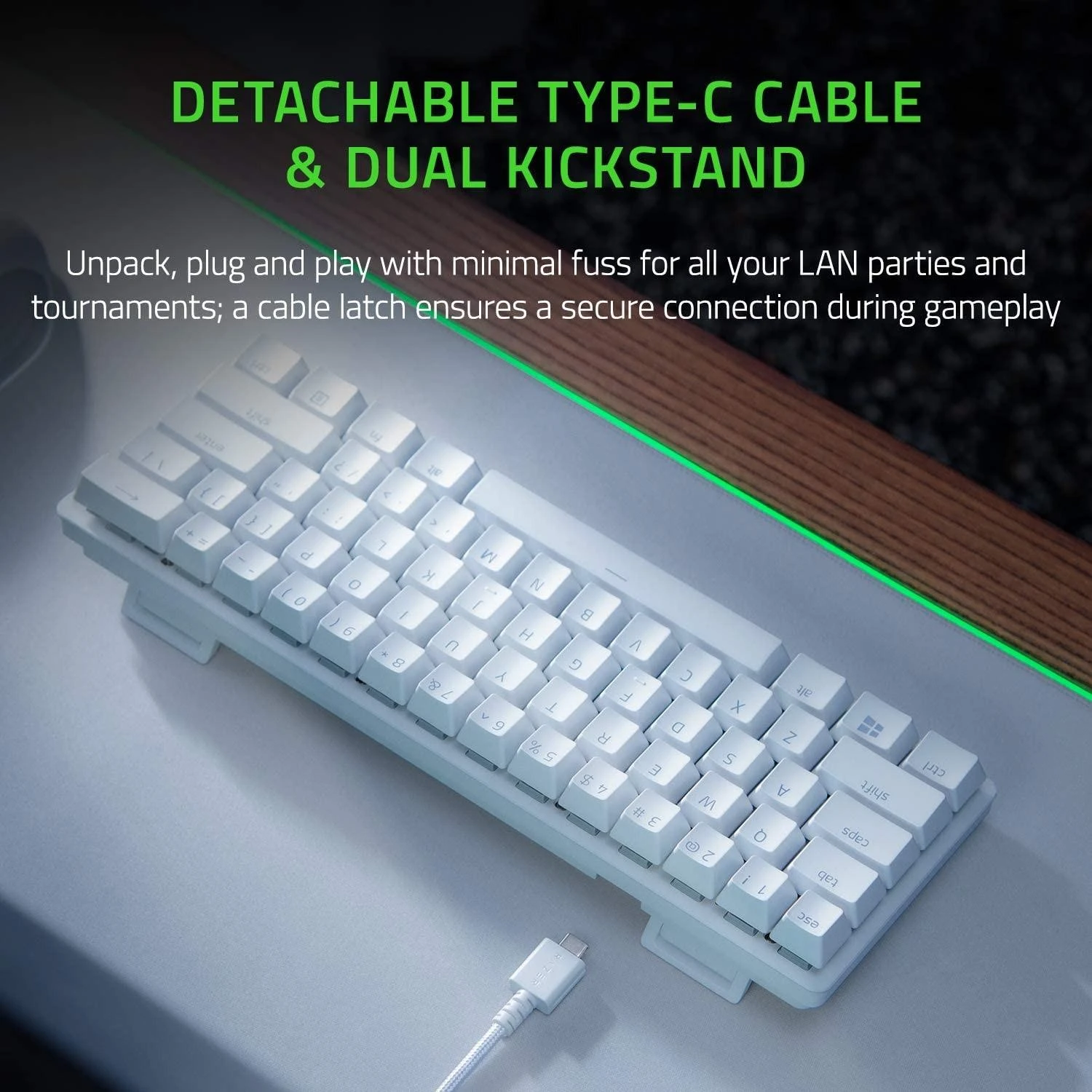 60% Mechaninė Žaidimų klaviatūra Razer Huntsman Mini Mercury Edition, Red Switch, US išdėstymas