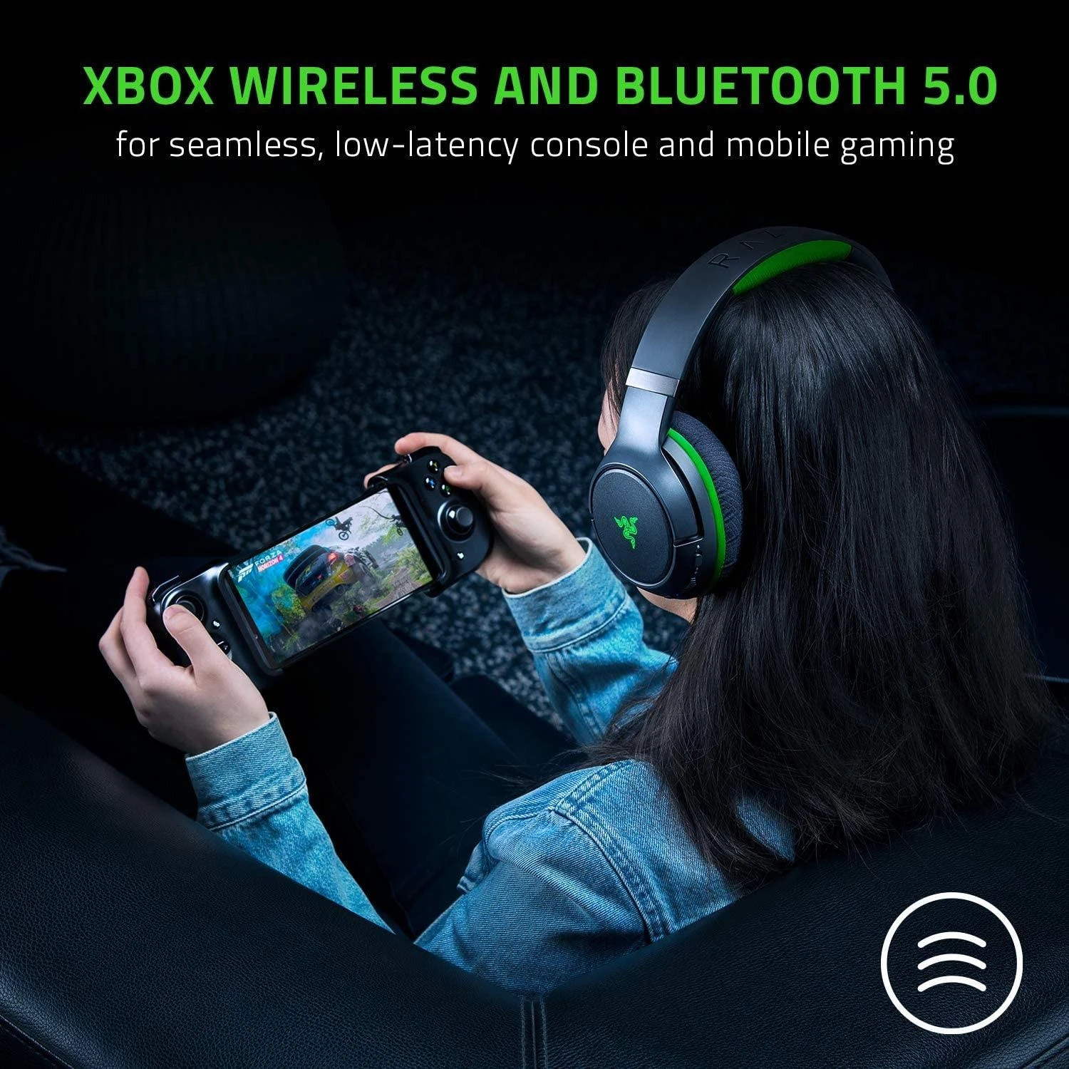 Belaidės žaidimų ausinės Razer Kaira Pro, skirtos Xbox Series X ir mobiliems Xbox žaidimams, Juodos spalvos