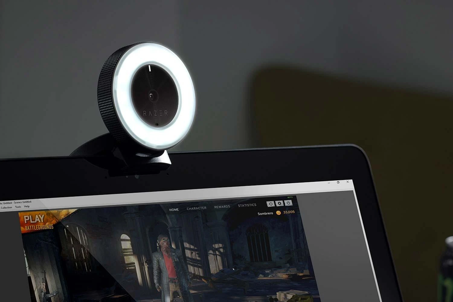 Internetinė kamera Razer Kiyo - Streaming Camera with Ring Lighting (USB Webcam, HD Video 720p, 60 FPS, Compatible with Open Broadcaster Software, Xsplit, Autofocus, Camera Clip, Tripod Connection) Juodas