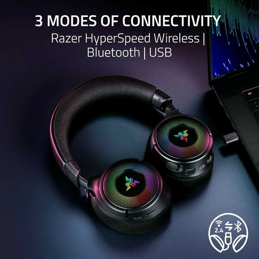 Razer Ausinės Žaidimams | Kraken V4 | Belaidės/su laidu | Over-Ear | Mikrofonas | Juodas