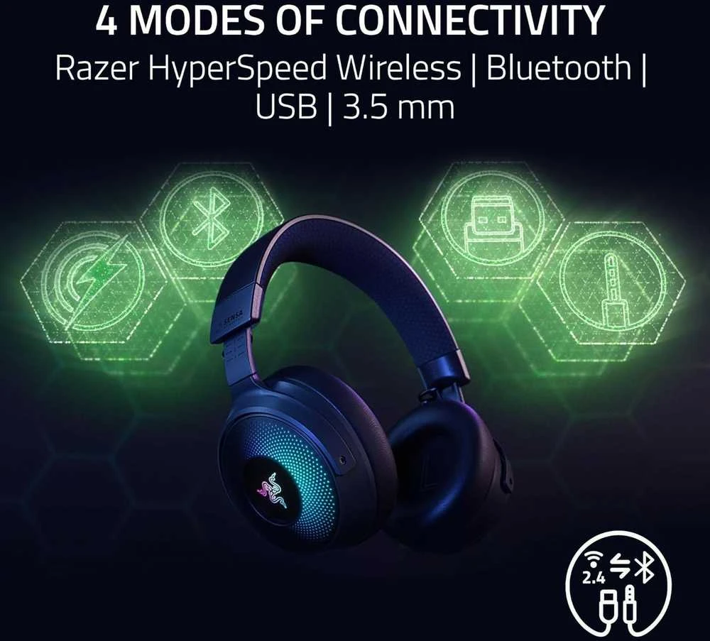 Razer Ausinės Žaidimams | Kraken V4 Pro | Bluetooth | Over-ear | Mikrofonas | Belaidės | Juodas
