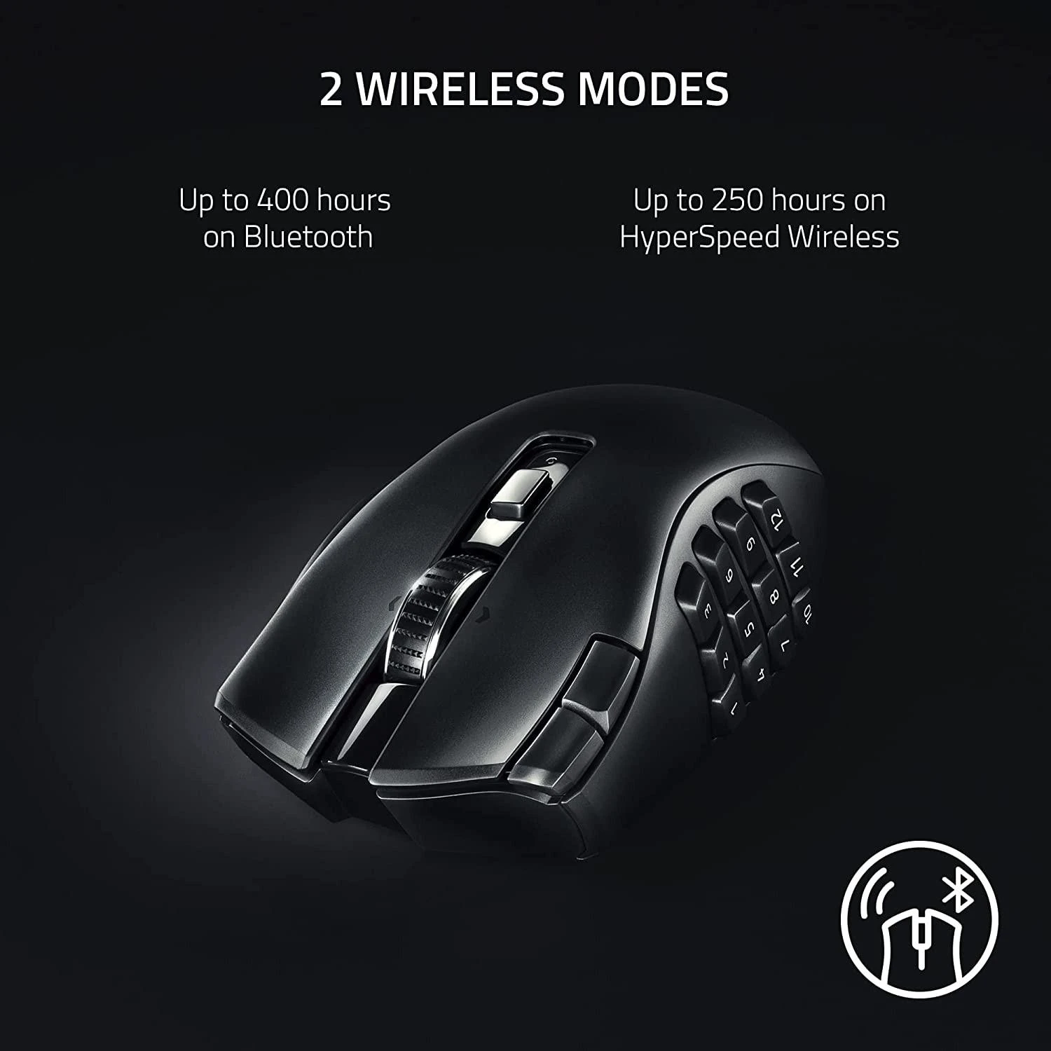 Razer | Naga V2 HyperSpeed | Wireless | Pelė žaidimams | 2.4GHz, Bluetooth | Juodas | No