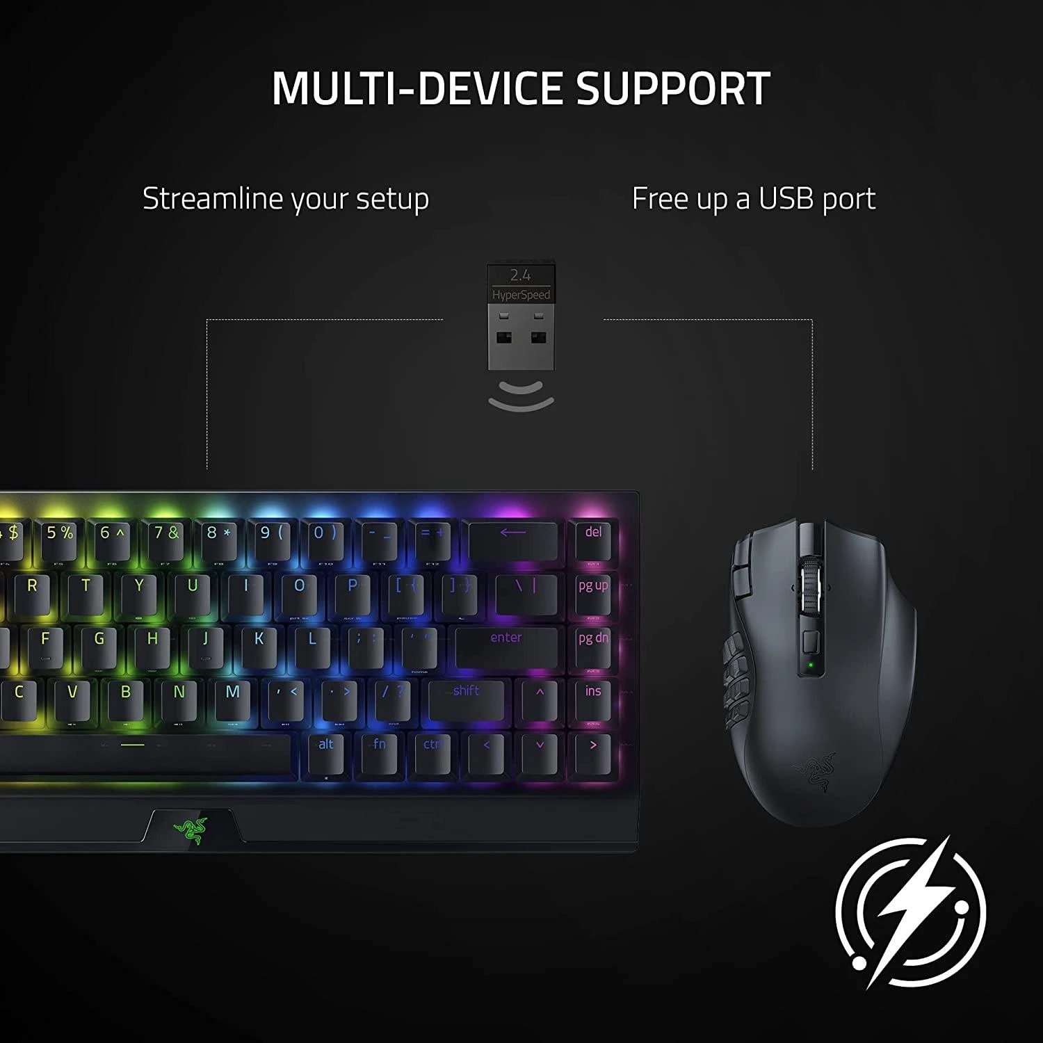 Razer | Naga V2 HyperSpeed | Wireless | Pelė žaidimams | 2.4GHz, Bluetooth | Juodas | No