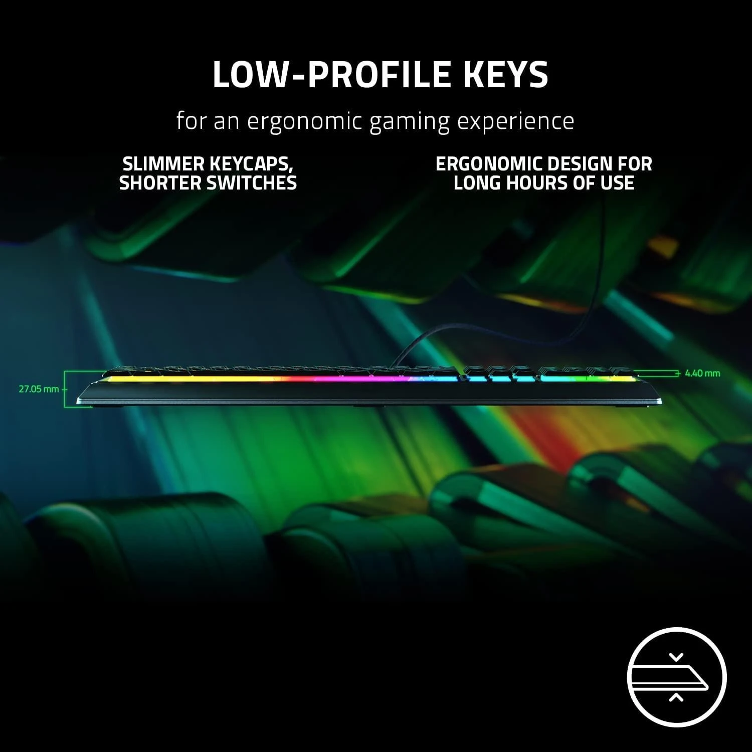 Razer | Ornata V3 | Klaviatūra žaidimams | su laidu | RGB LED pašvietimas | US | Mecha-Membrane | Juodas