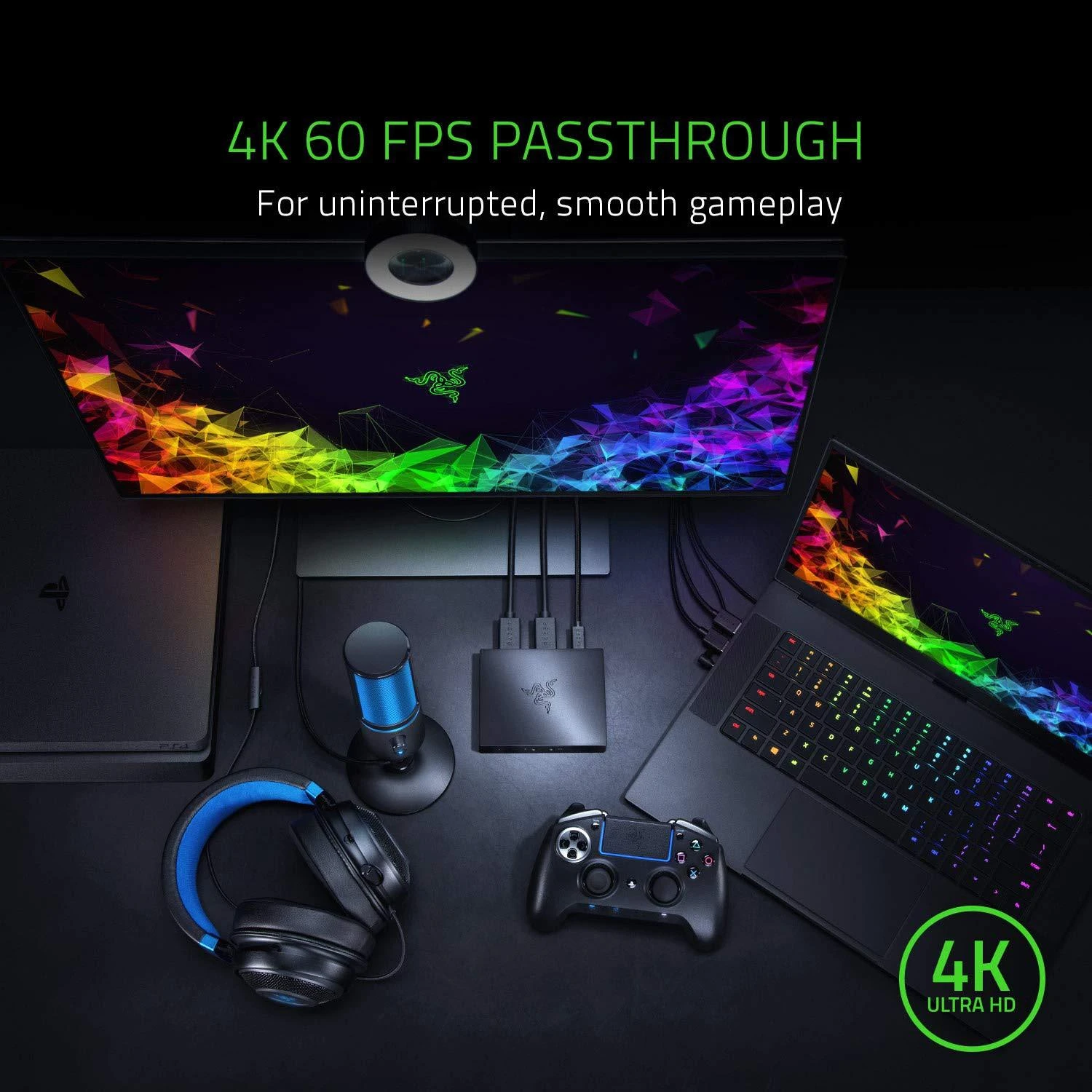 Razer | Žaidimų srauto ir fiksavimo kortelė, skirta asmeniniam kompiuteriui, „Playstation“, „XBox“ ir „Switch“ | Ripsaw Game Capture Card | Tik USB 3.0