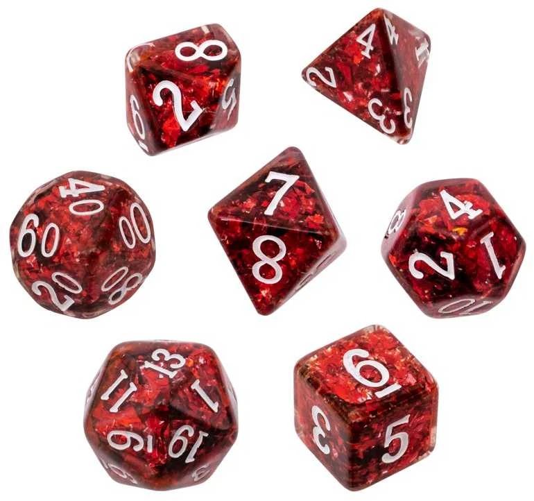 REBEL RPG dice set - Dense core - Deep Raudona (baltas numbers)