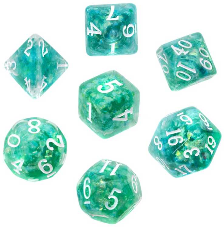 REBEL RPG kauliukų rinkinys - Tankus branduolys - Mėtų (baltos numeriai)