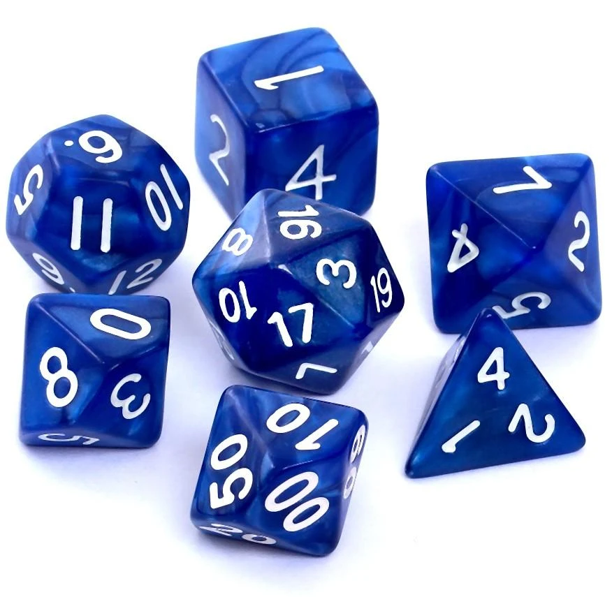 REBEL RPG kauliukų rinkinys - Pearl - Dark Mėlyna