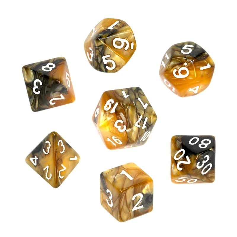 REBEL RPG kauliukų rinkinys - dviejų spalvų - Juodas ir auksas