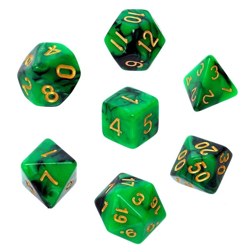 REBEL RPG Dice Set - Two Color - Žalias and Juodas