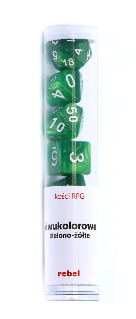 REBEL RPG Dice Set - Two Color - Žalias and Geltona