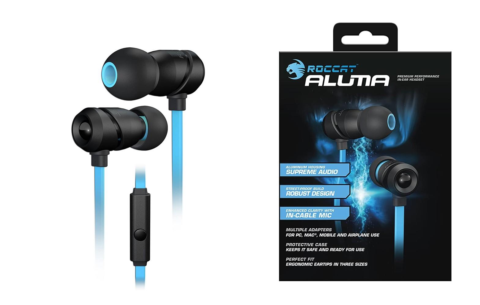 Į ausis įkišamos Ausinės Žaidimams Roccat Aluma, Juoda-mėlyna