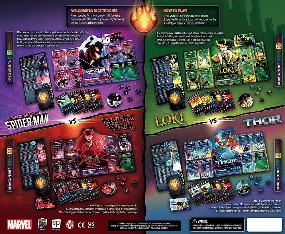 Roxley Games Marvel Dice Throne: Scarlet Witch v. Thor v. Loki v. Spider-Man