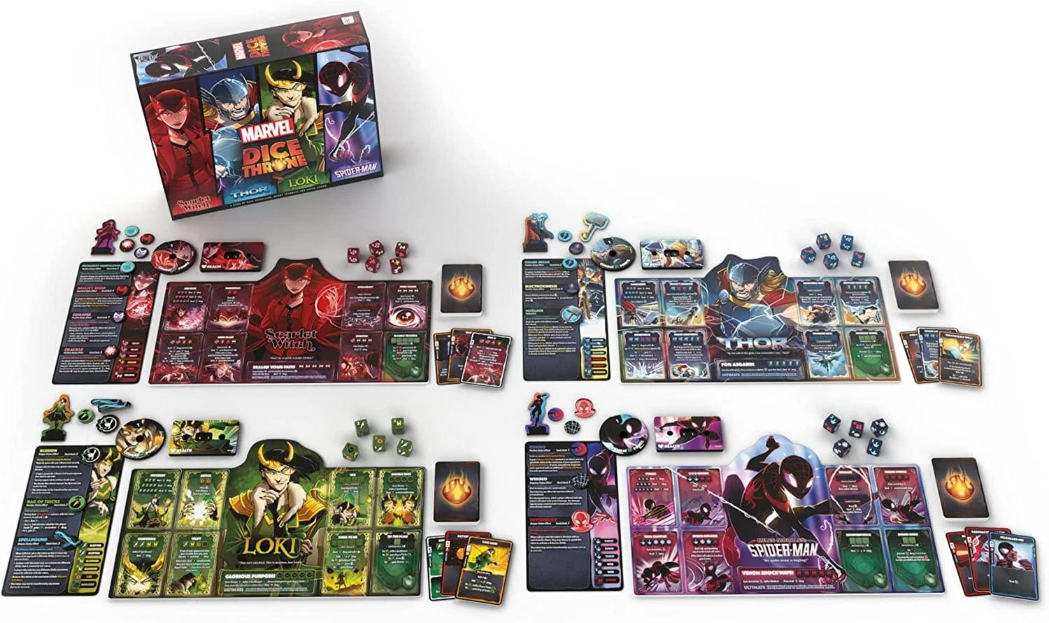 Roxley Games Marvel Dice Throne: Scarlet Witch v. Thor v. Loki v. Spider-Man
